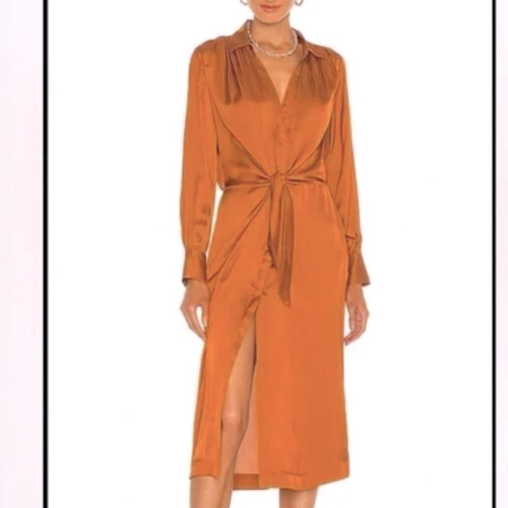 BROCHU WALKER MADSEN BRONZE SILKY SATIN DRESS